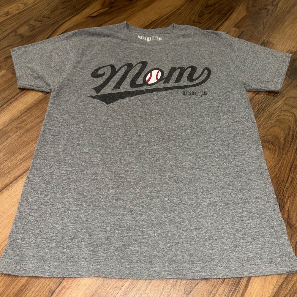Baseballism Women's Baseball Mom Tee | Gray Short Sleeve, Size M